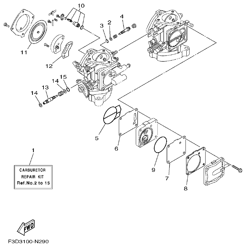 Yamaha F3D3 REPAIR KIT 2 parts diagram